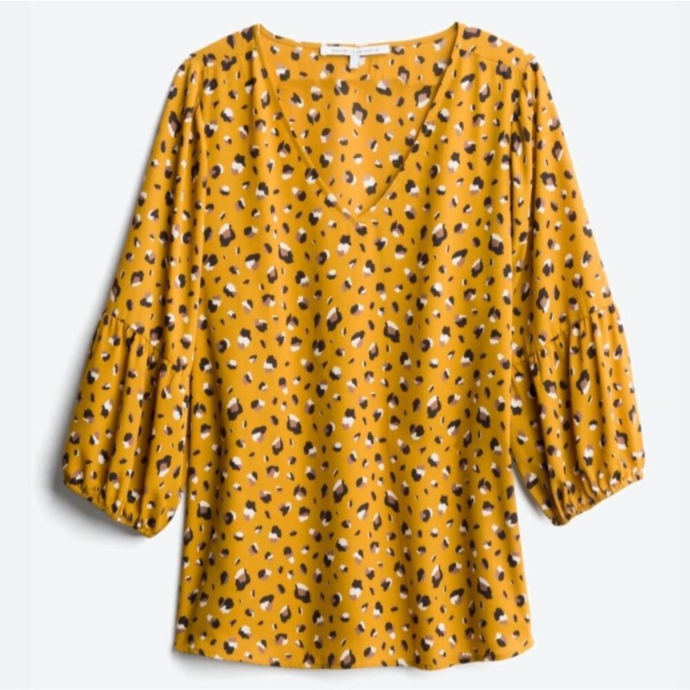 EUC Collective Concepts Mustard V-Neck Blouse With Balloon Sleeves - Size 2X